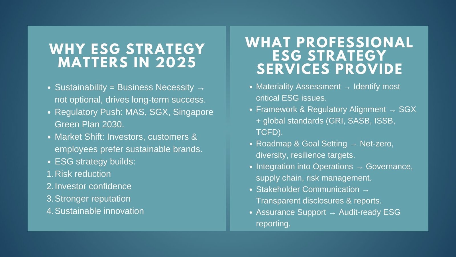 Best ESG Strategy Development Services in Singapore for 2025
