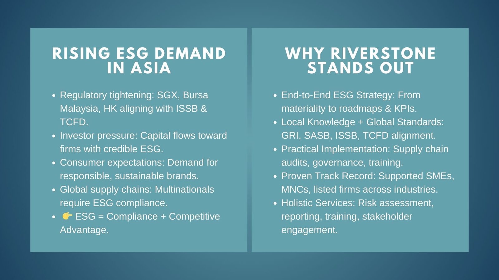 Why Businesses in Asia Trust Riverstone ESG Consulting for ESG Strategy