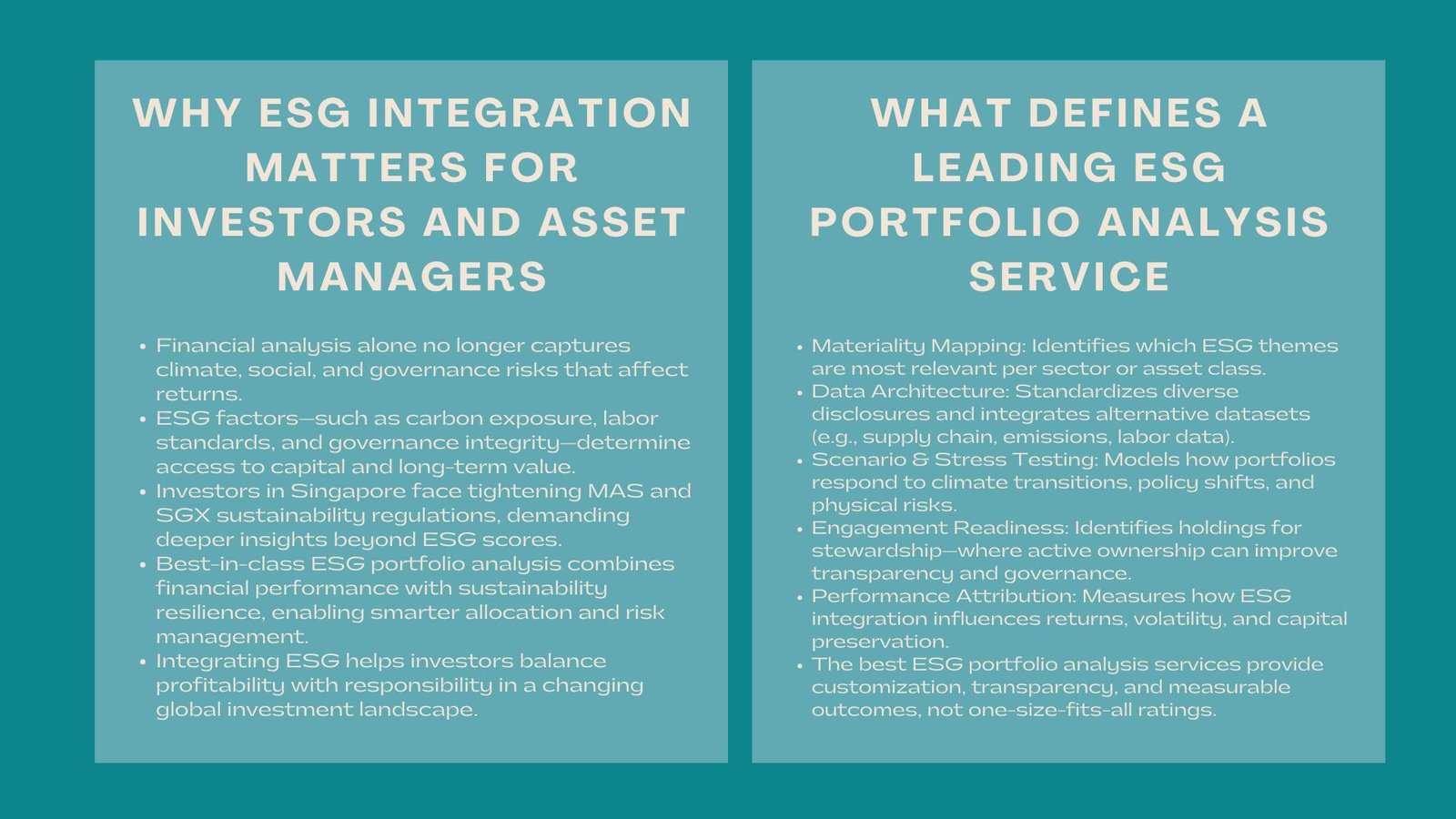 Best ESG Portfolio Analysis Services in Singapore