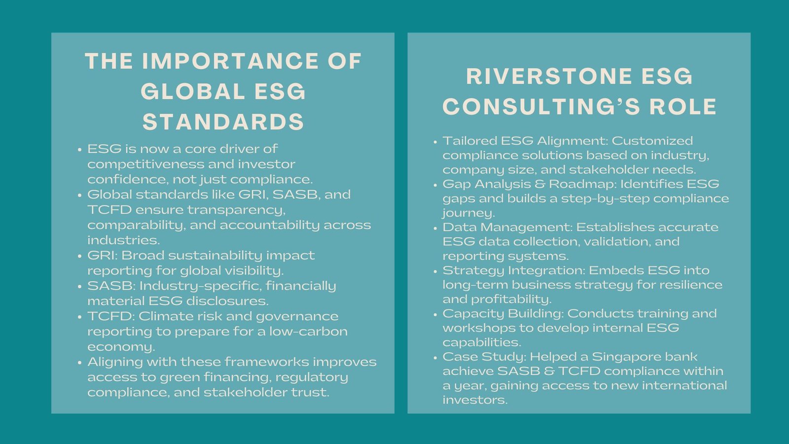 ESG Consulting for Global Standards Compliance