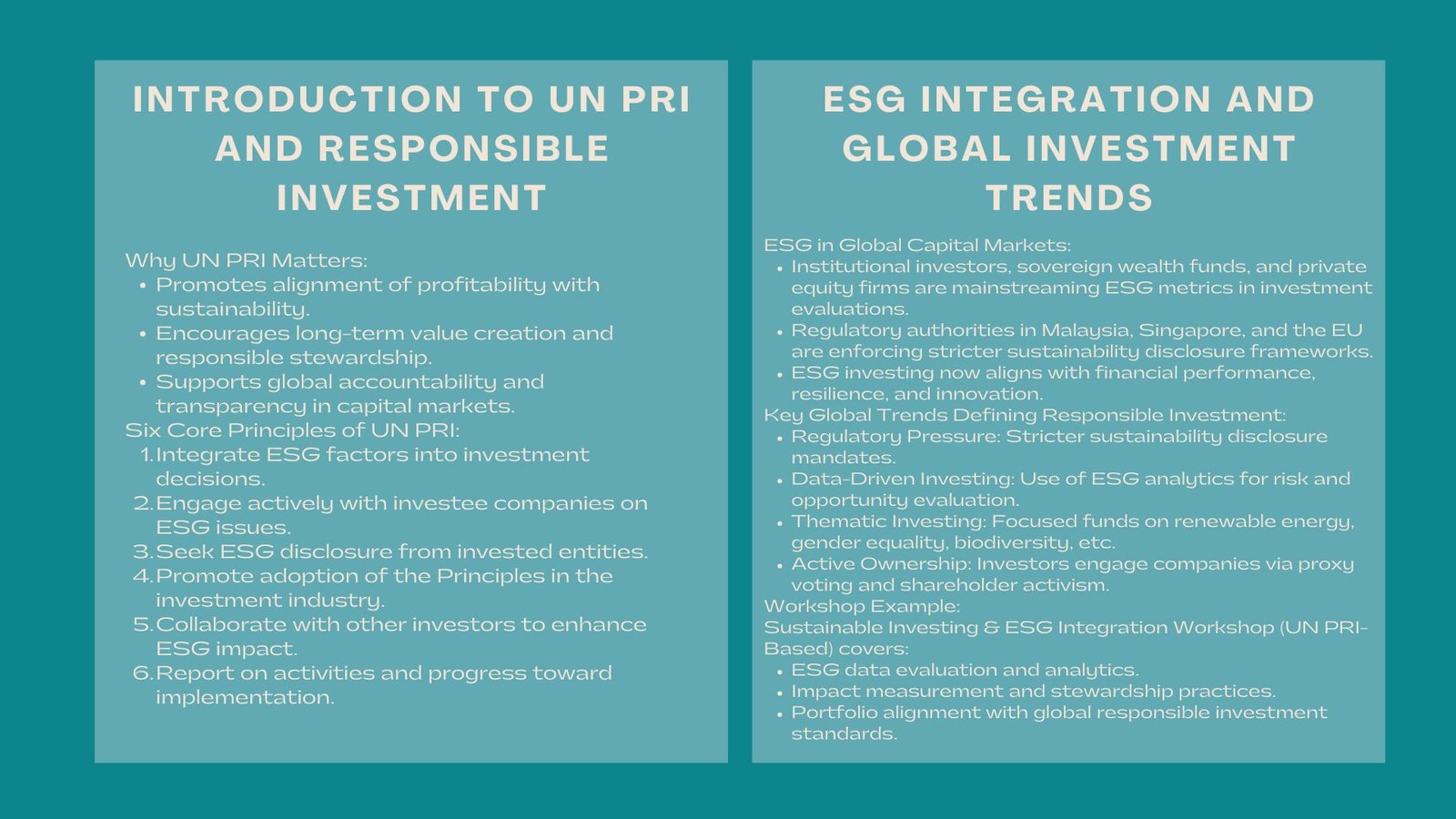 Certified UN PRI Responsible Investment Training Program
