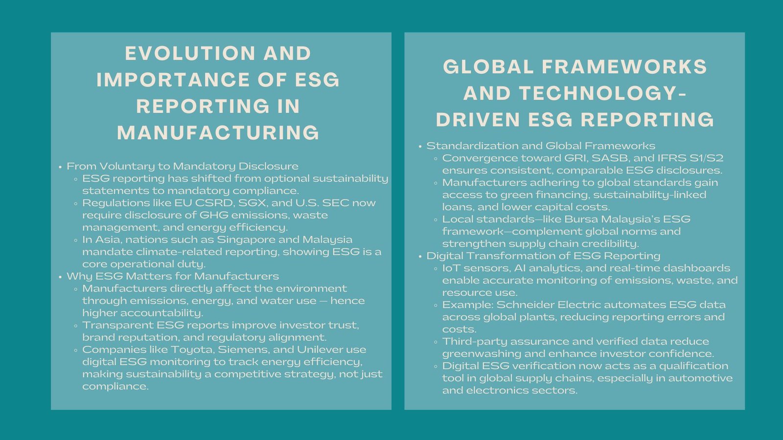 Improving ESG Reporting in Manufacturing