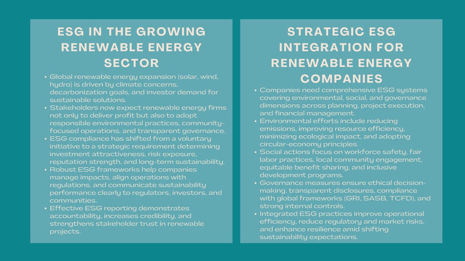 Accredited Renewable Energy ESG Compliance