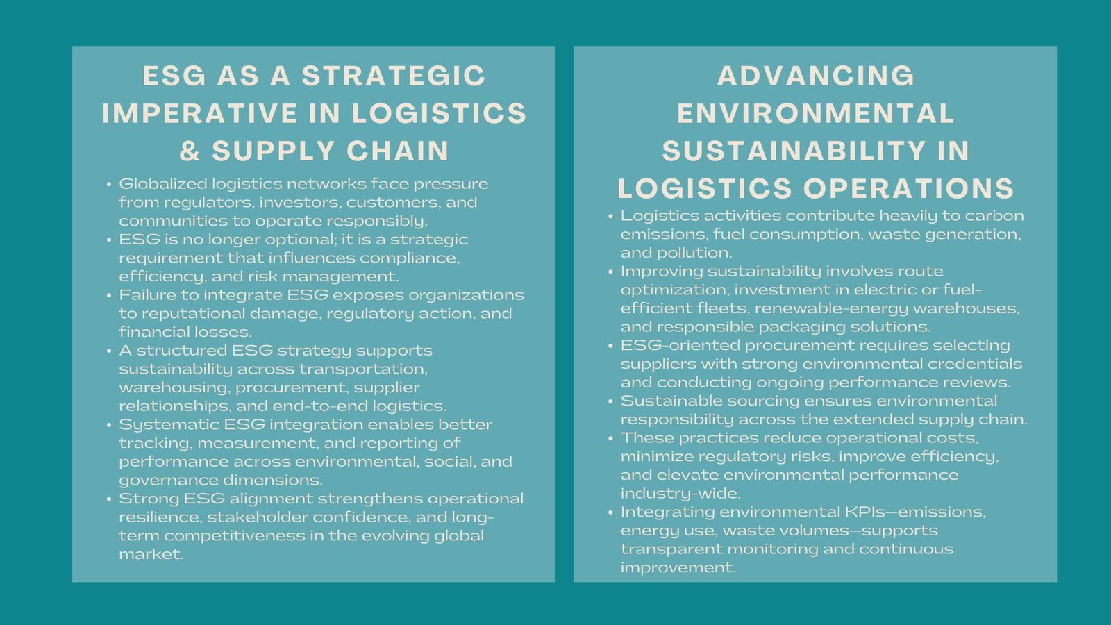 Certified ESG Logistics Strategy Training