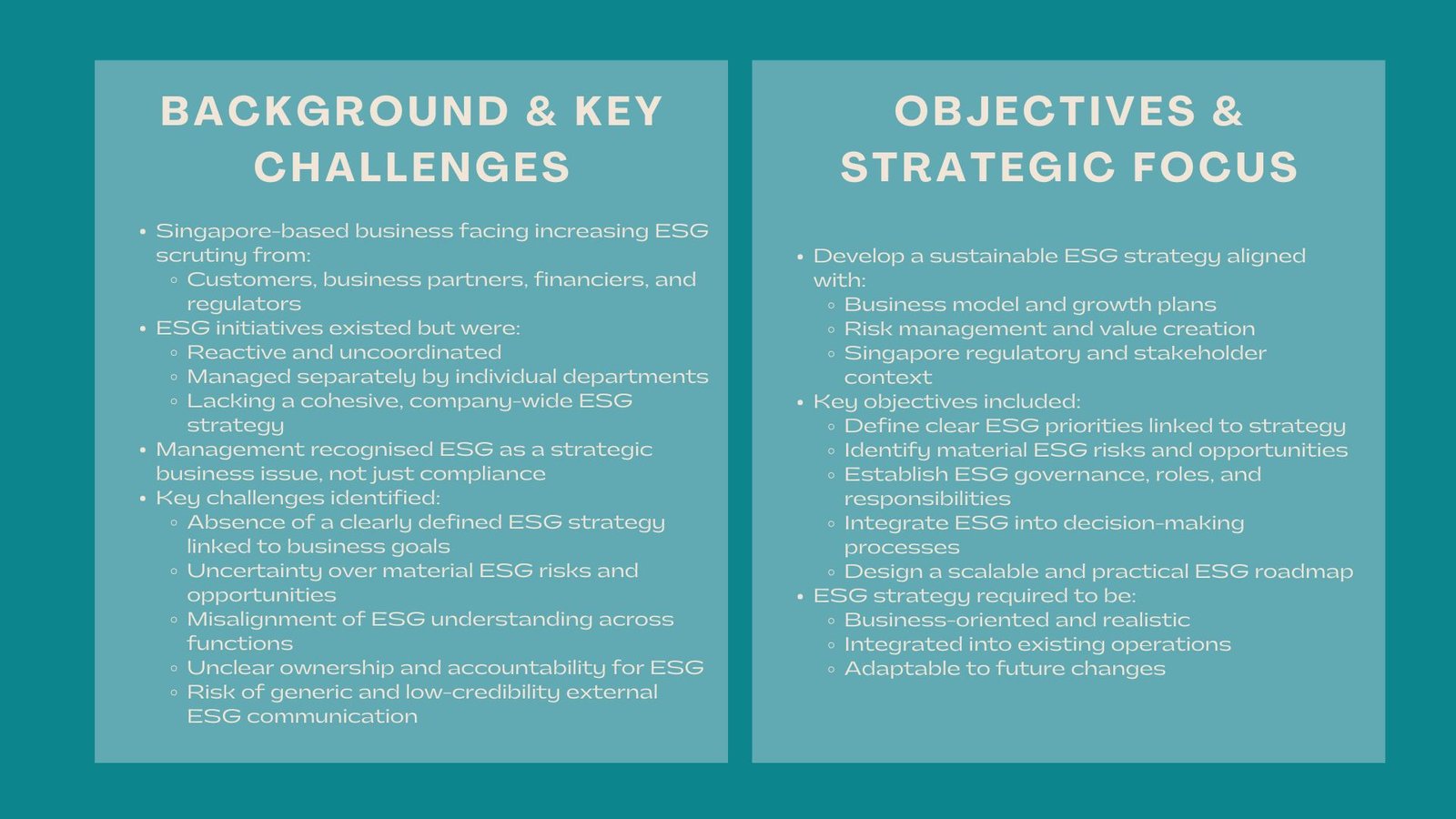 Case Study Building a Sustainable ESG Strategy