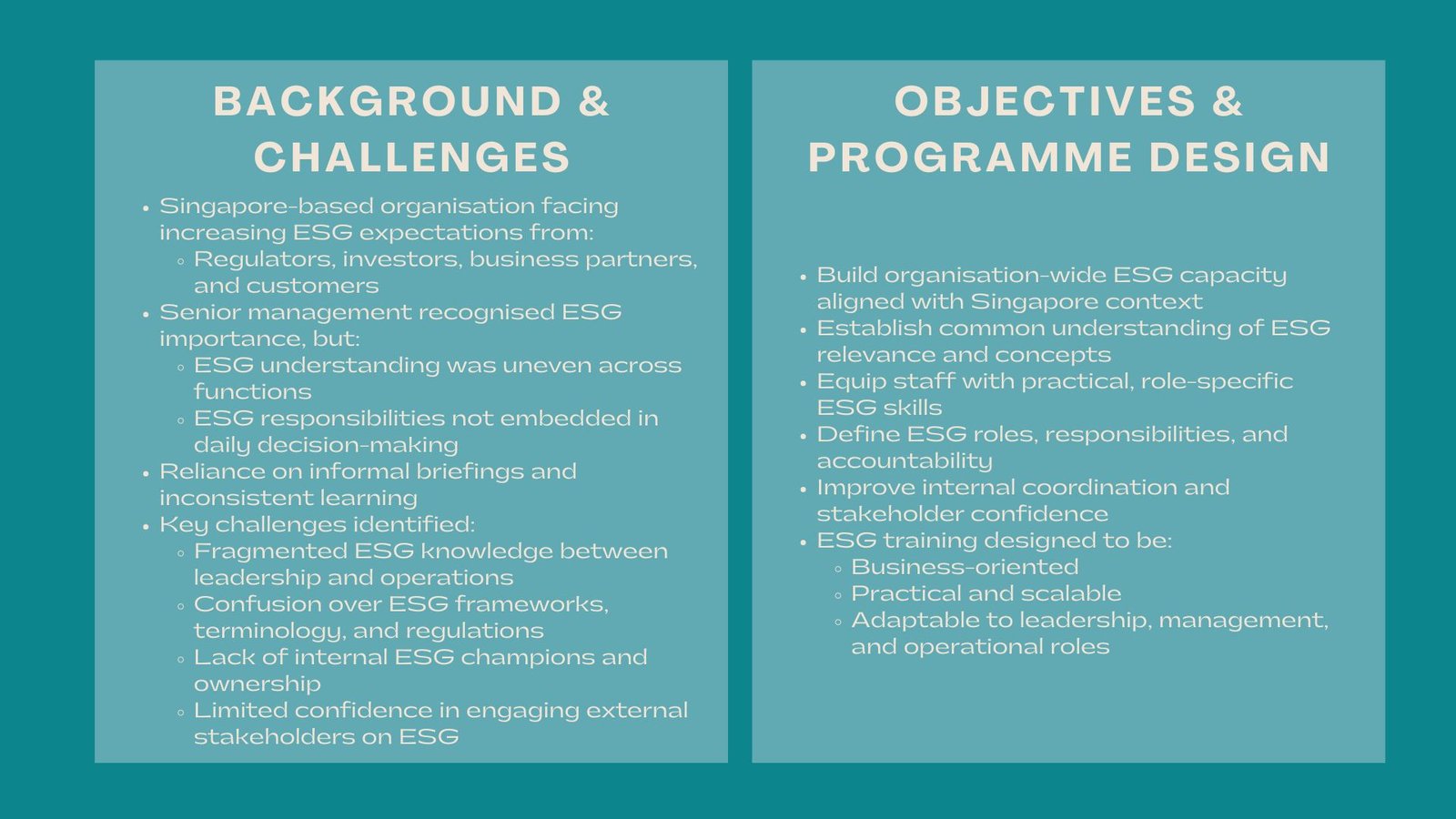 Case Study Comprehensive ESG Training