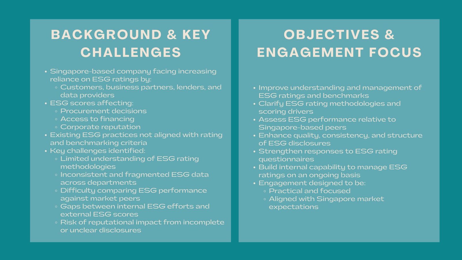 Case Study ESG Rating and Benchmarking Consulting