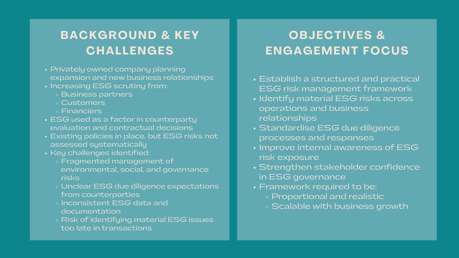 Case Study ESG Risk Management and Due Diligence