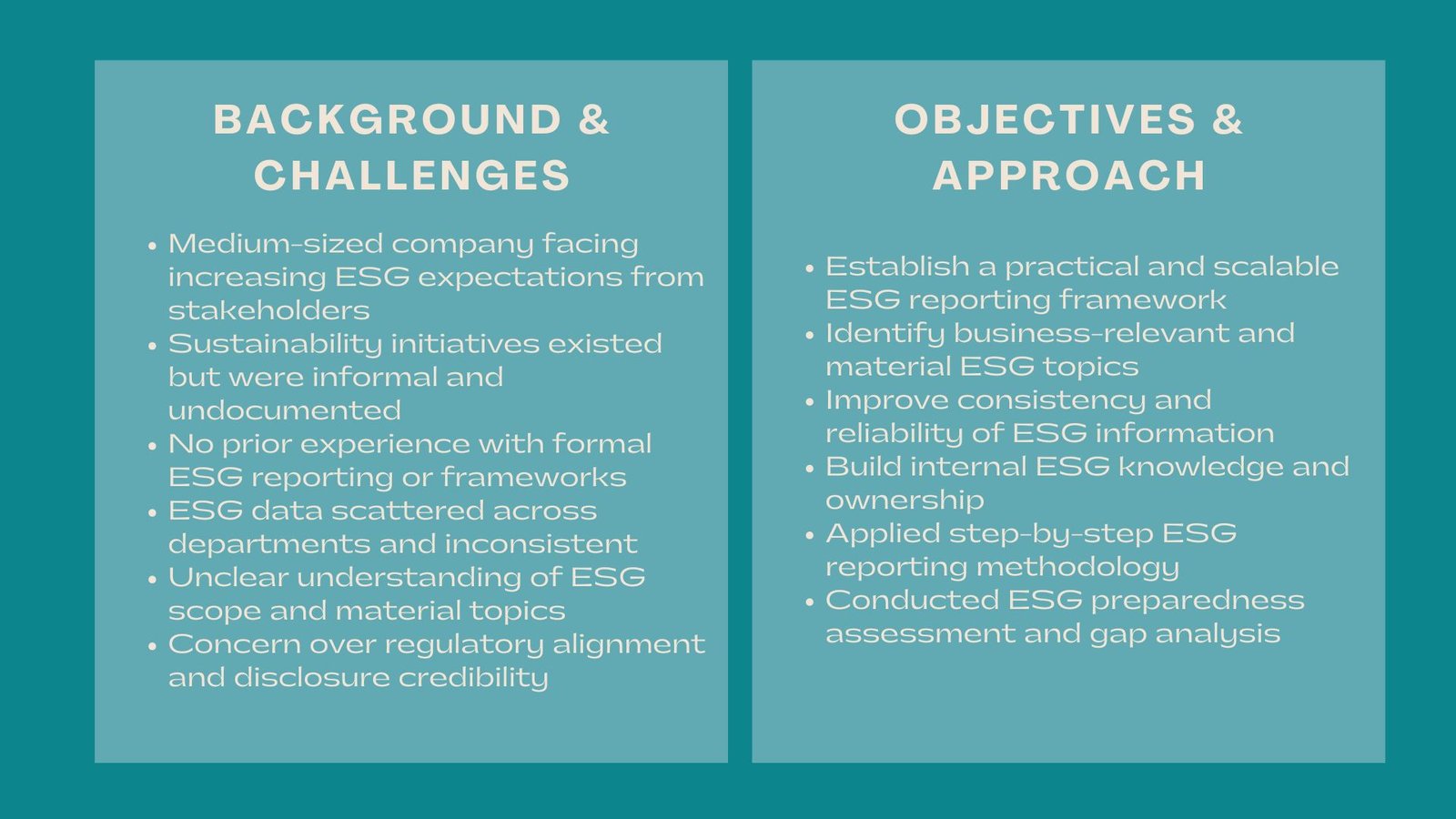 Case Study Step by Step ESG Reporting